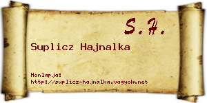 Suplicz Hajnalka névjegykártya